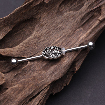 Vintage Filigree Leaflet Industrial Barbell-Steel